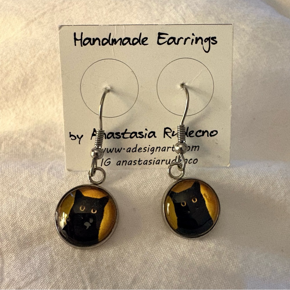 Black Cat Handmade Earrings